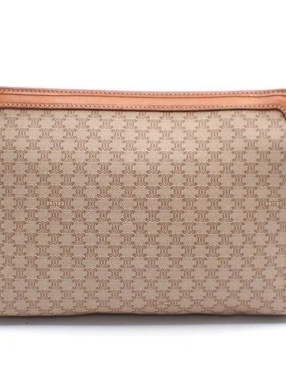 CELINE Logo Macadam Pattern Clutch Bag PVC Leather Brown GHW Italy 07KC370 - Picture 3 of 14